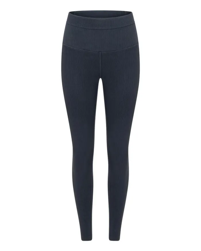 Women LORNA JANE Tights And Leggings Amplify Washed Rib Ankle Biter Leggings Washed Black