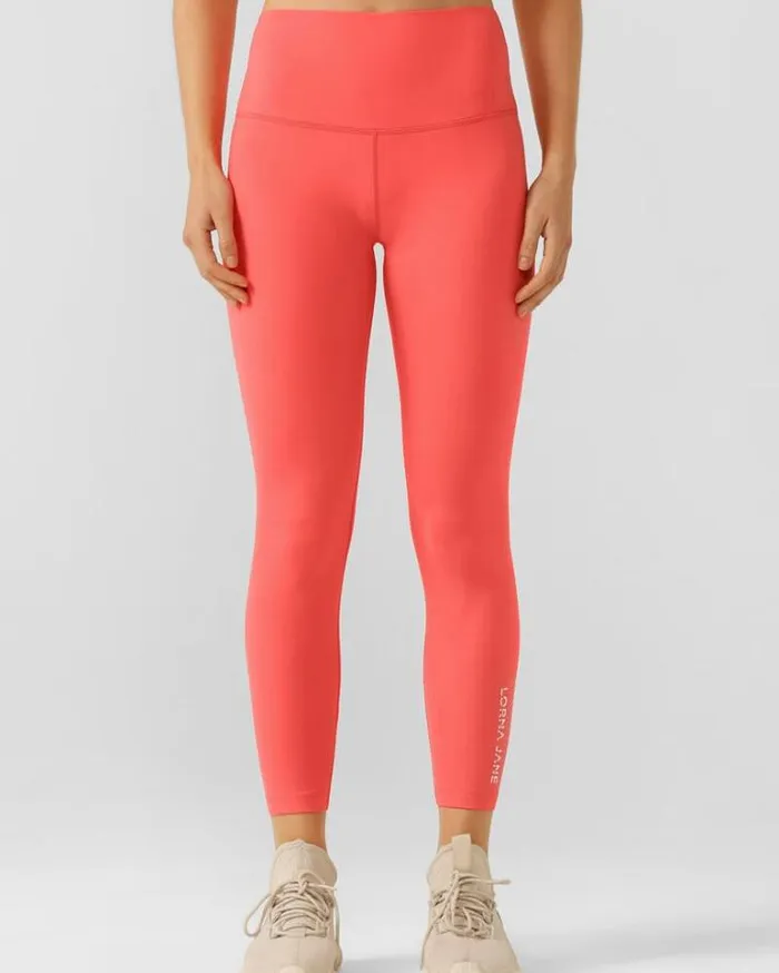 Women LORNA JANE Tights And Leggings HiFold Lotus Ankle Biter Leggings Strawberry