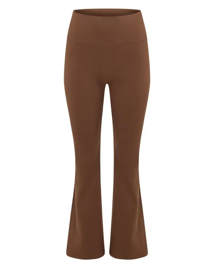 Women LORNA JANE Tights And Leggings Lotus Flared Full Length Leggings Chocolate