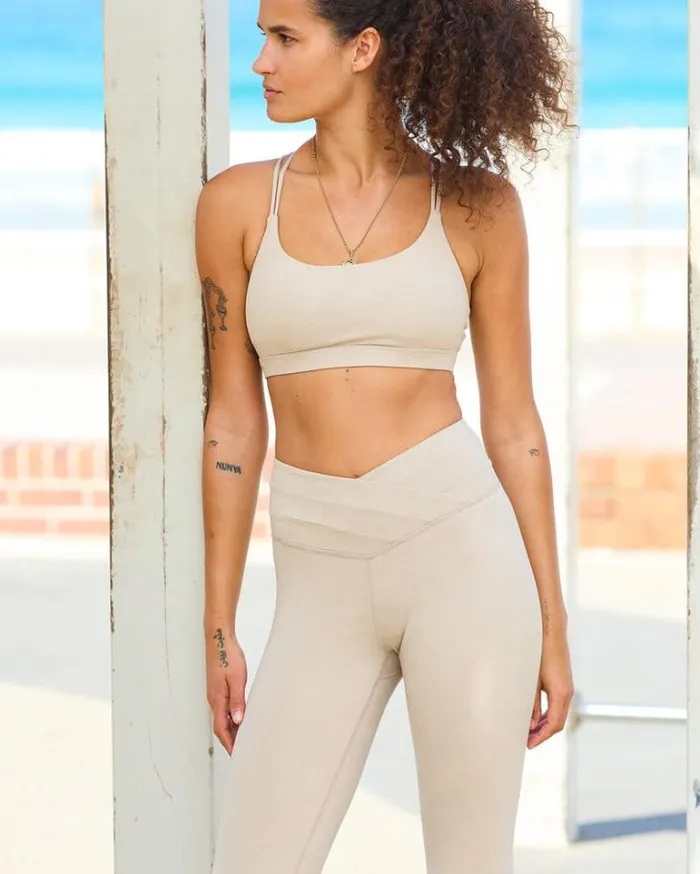 Women LORNA JANE Tights And Leggings Meditate Ankle Biter Leggings Off White Cloud