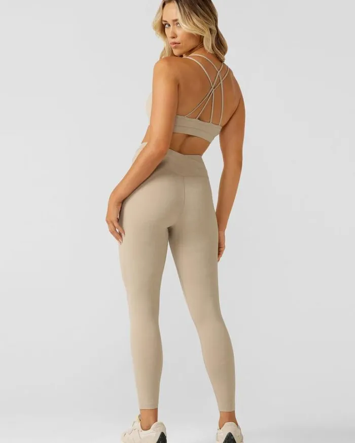 Women LORNA JANE Tights And Leggings Meditate Ankle Biter Leggings Off White Cloud
