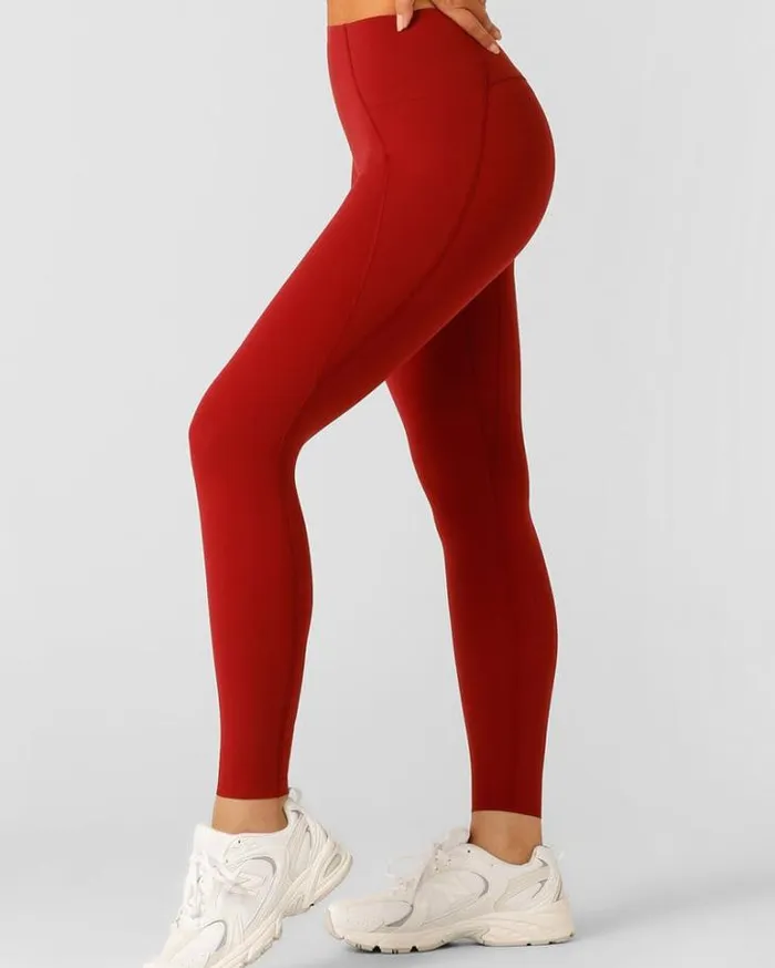 Women LORNA JANE Tights And Leggings Sculpt And Support No Ride Ankle Biter Leggings Cherry Women LORNA JANE Tights And Leggings Sculpt And Support No Ride Ankle Biter Leggings Cherry