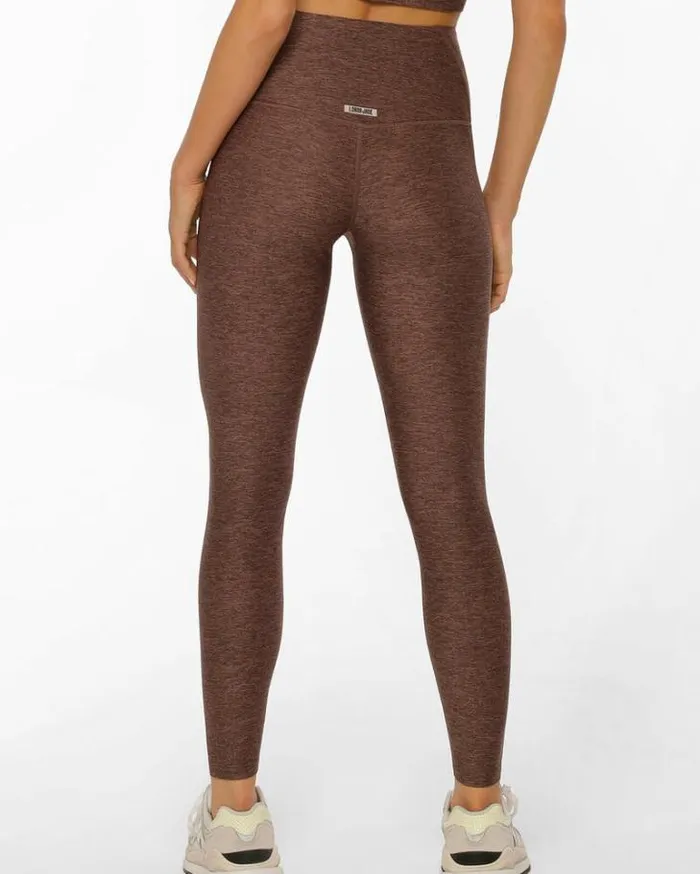 Women LORNA JANE Tights And Leggings Thermo Tech High Fold Full Length Leggings Chocolate Marl Print