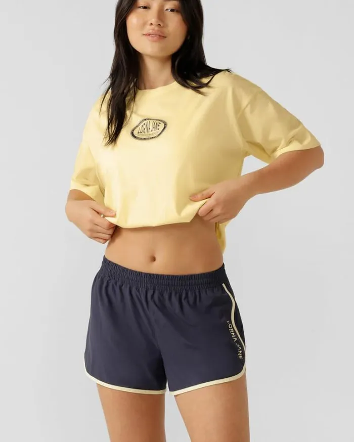 Women LORNA JANE Tops Active Nation Washed Boyfriend Tee Lemon Cream