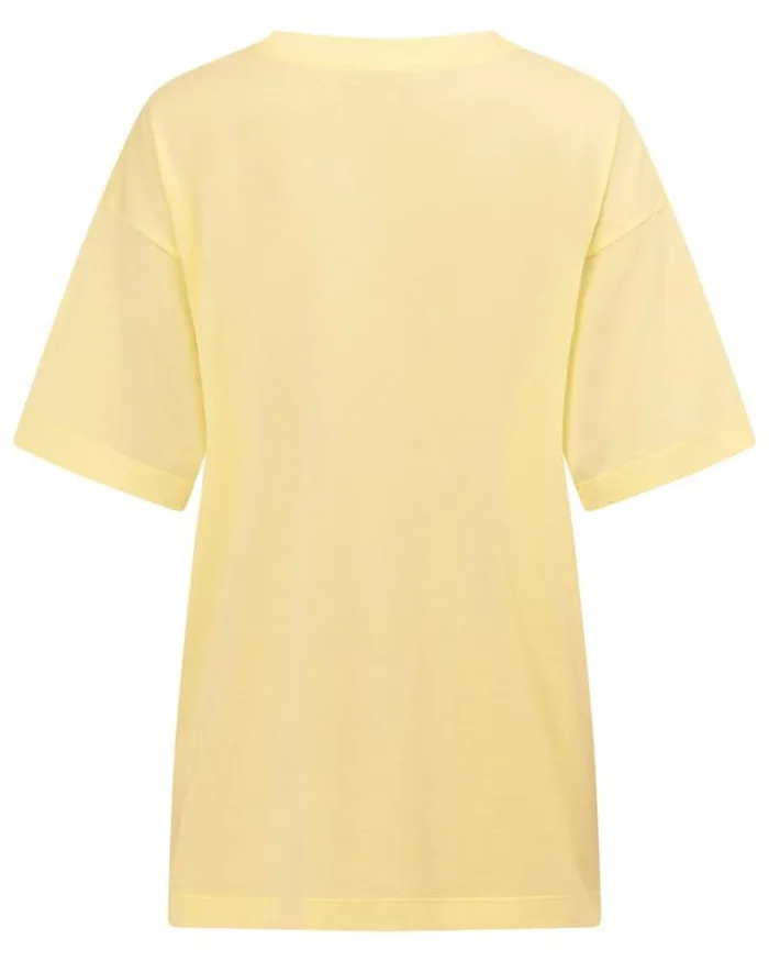 Women LORNA JANE Tops Active Nation Washed Boyfriend Tee Lemon Cream