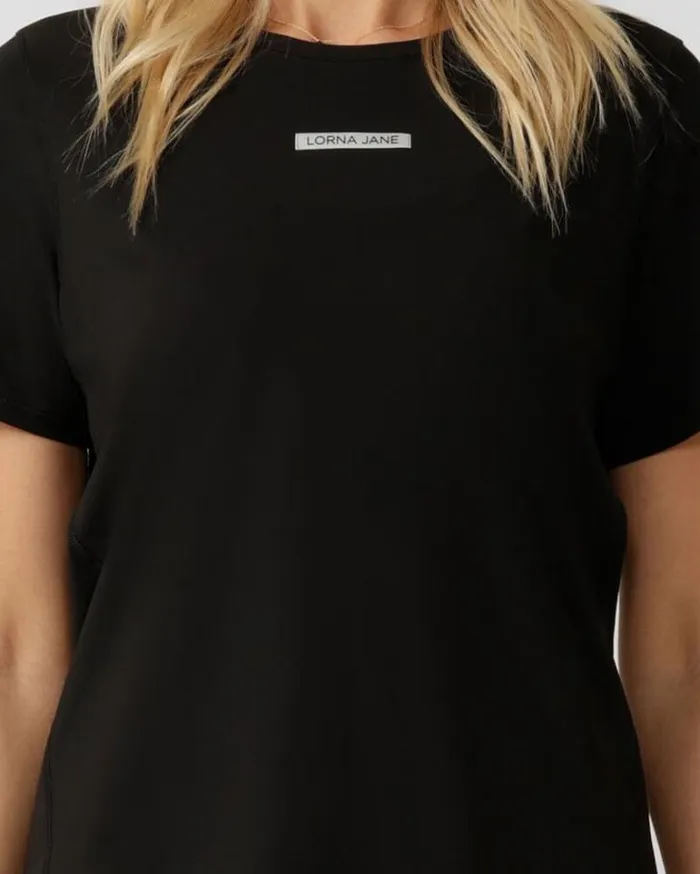 Women LORNA JANE Tops All Hours Reflective Active Tee Black