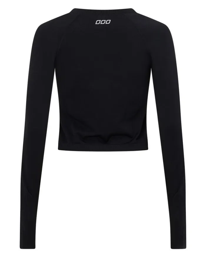 Women LORNA JANE Tops Dynamic Seamless Cropped Long Sleeve Top Black