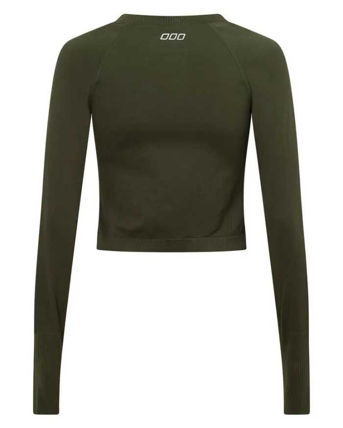 Women LORNA JANE Tops Dynamic Seamless Cropped Long Sleeve Top Luxury Green