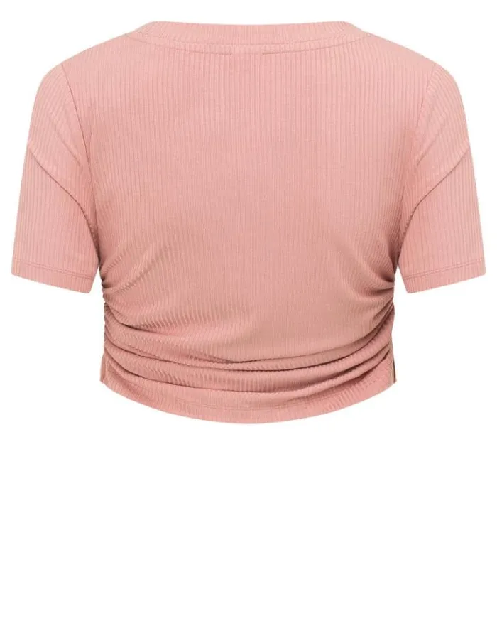 Women LORNA JANE Tops Easy Adjust Rib Short Sleeve Top Light Ash Rose