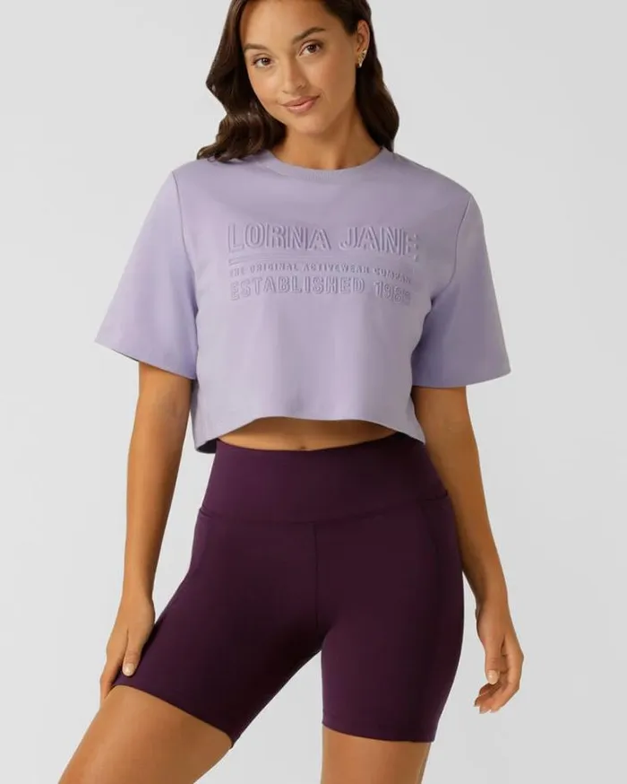 Women LORNA JANE Tops Essential Cropped Tee Lavender