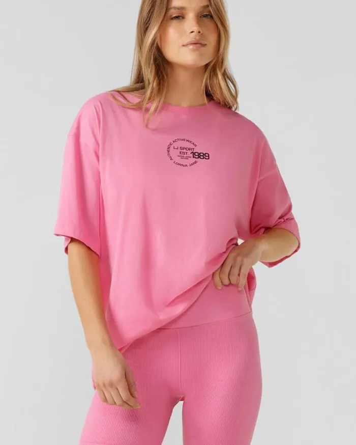 Women LORNA JANE Tops Icon Boyfriend Tee Milkshake