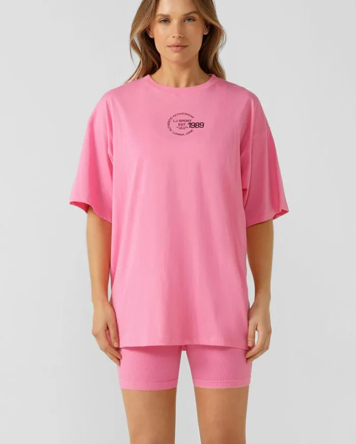 Women LORNA JANE Tops Icon Boyfriend Tee Milkshake