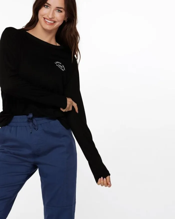 Women LORNA JANE Tops Lotus Long Sleeve Top Black