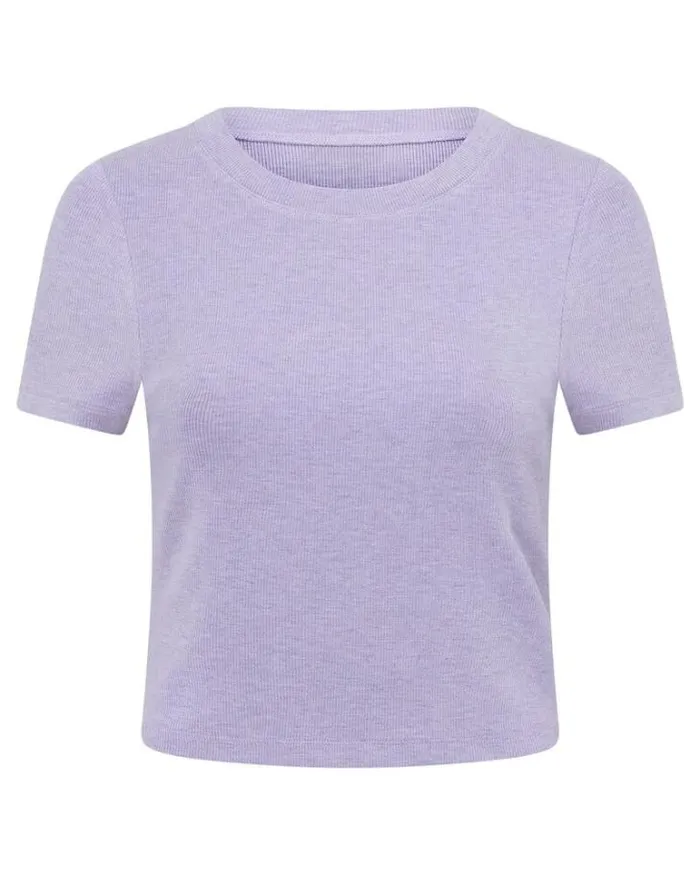 Women LORNA JANE Tops Modal Luxe Lounge Rib Tee Lavender Marl