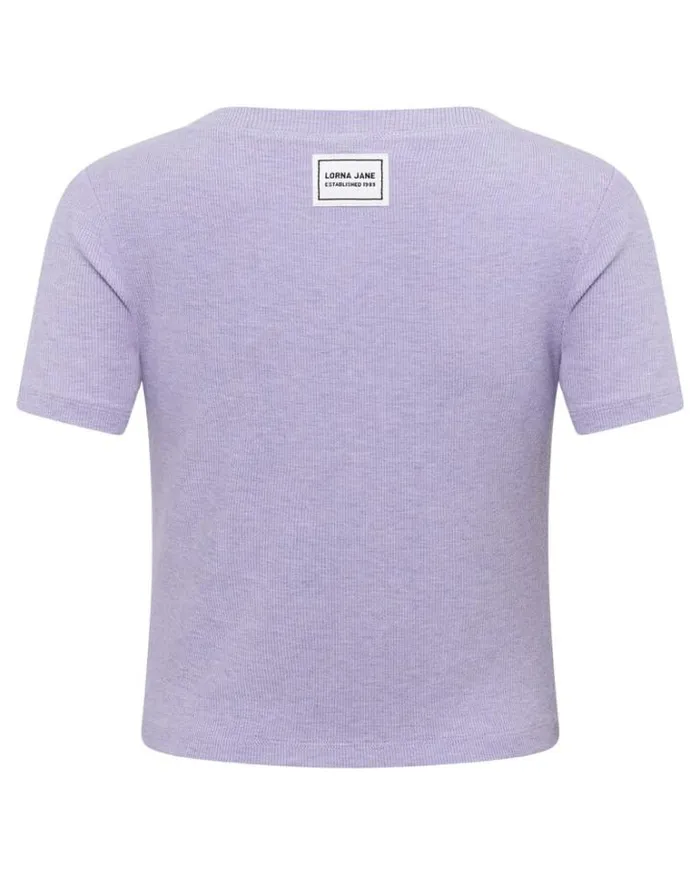 Women LORNA JANE Tops Modal Luxe Lounge Rib Tee Lavender Marl