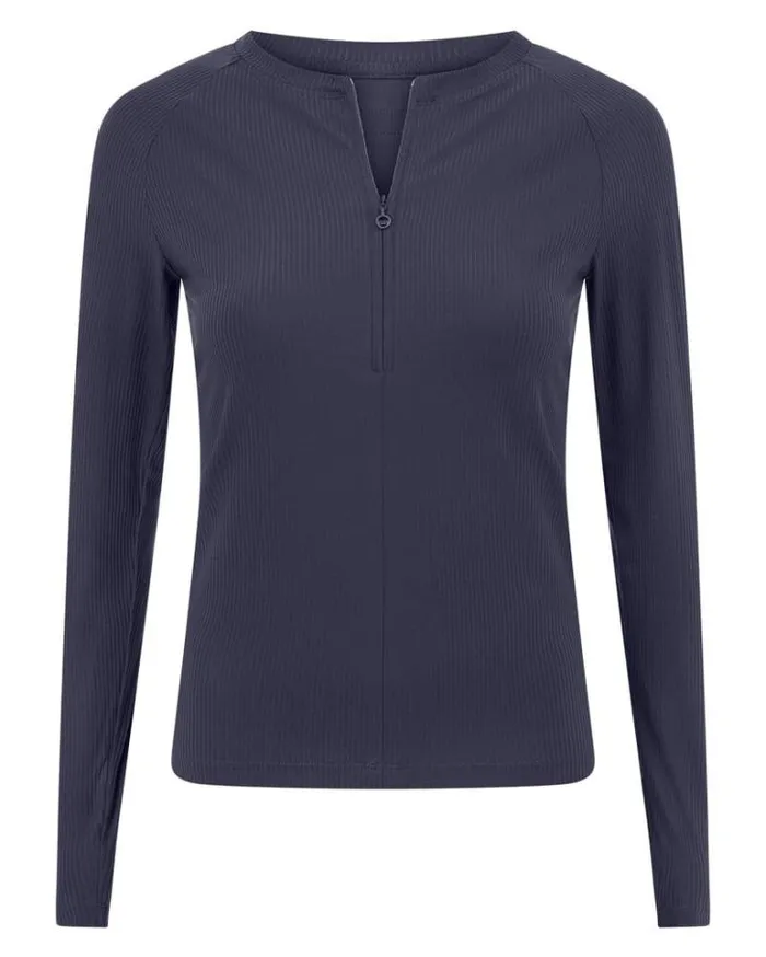 Women LORNA JANE Tops Serenade Half Zip Long Sleeve Top Ash Blue