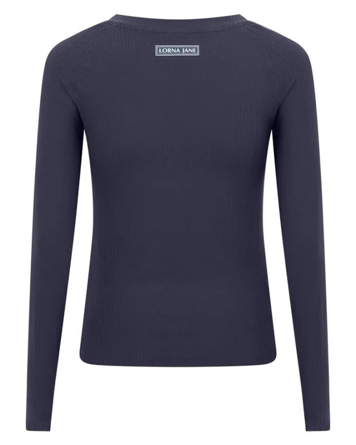 Women LORNA JANE Tops Serenade Half Zip Long Sleeve Top Ash Blue