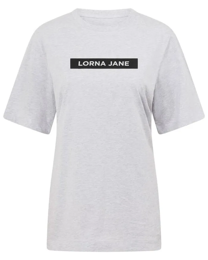 Women LORNA JANE Tops Split Hem Relaxed Tee Grey Marl