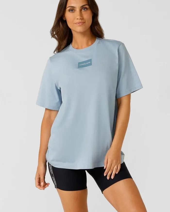 Women LORNA JANE Tops Transdry Relaxed Tee Glacier Blue
