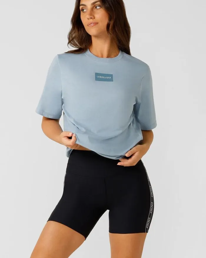 Women LORNA JANE Tops Transdry Relaxed Tee Glacier Blue
