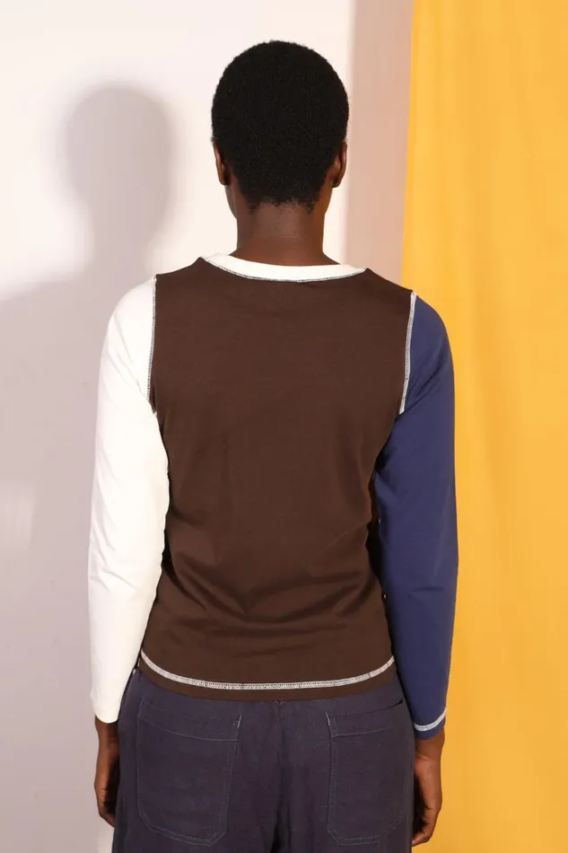 Women Luca Top Chocolate Patchwork LF Markey Tshirts