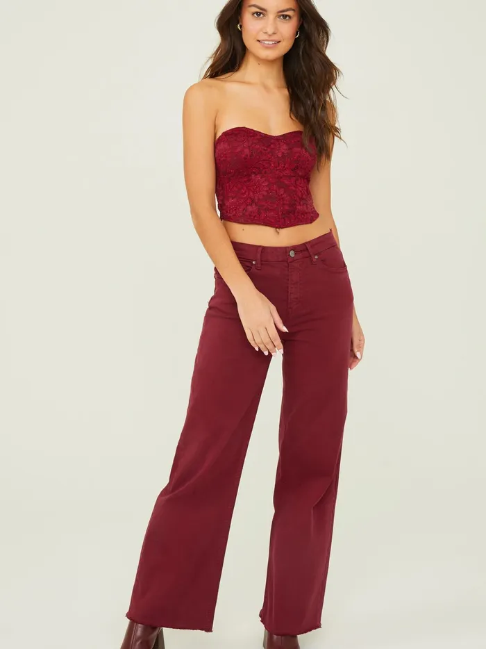 Women Luna Straight Leg Pants Burgundy Altar039d State Pants