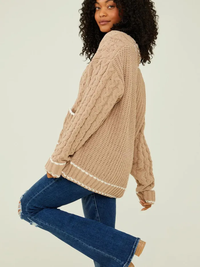 Women Lyla Varsity Cardigan Taupeivory Altar039d State Sweaters