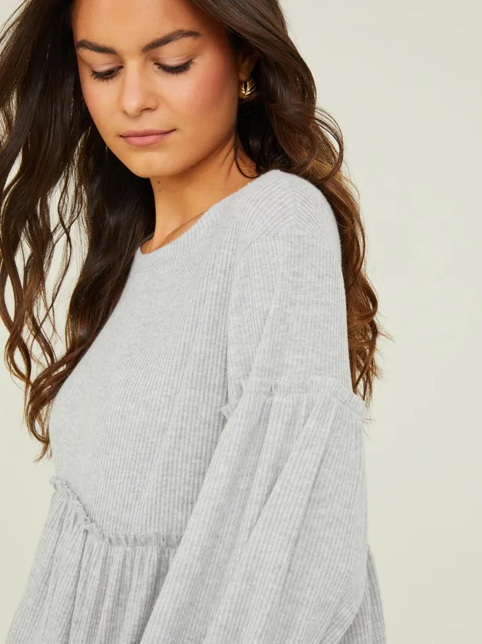 Women Mabel Ribbed Babydoll Top Heathergrey Altar039d State Blouses