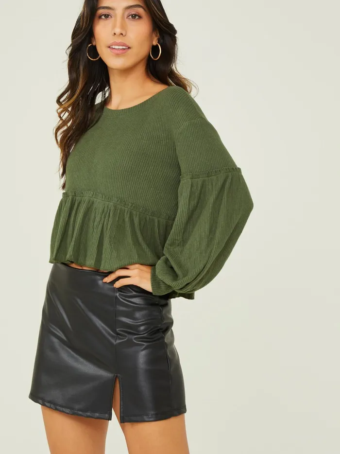 Women Mabel Ribbed Babydoll Top Thyme Altar039d State Blouses
