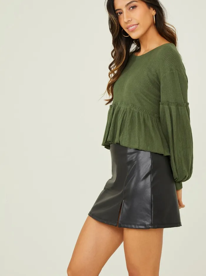 Women Mabel Ribbed Babydoll Top Thyme Altar039d State Blouses