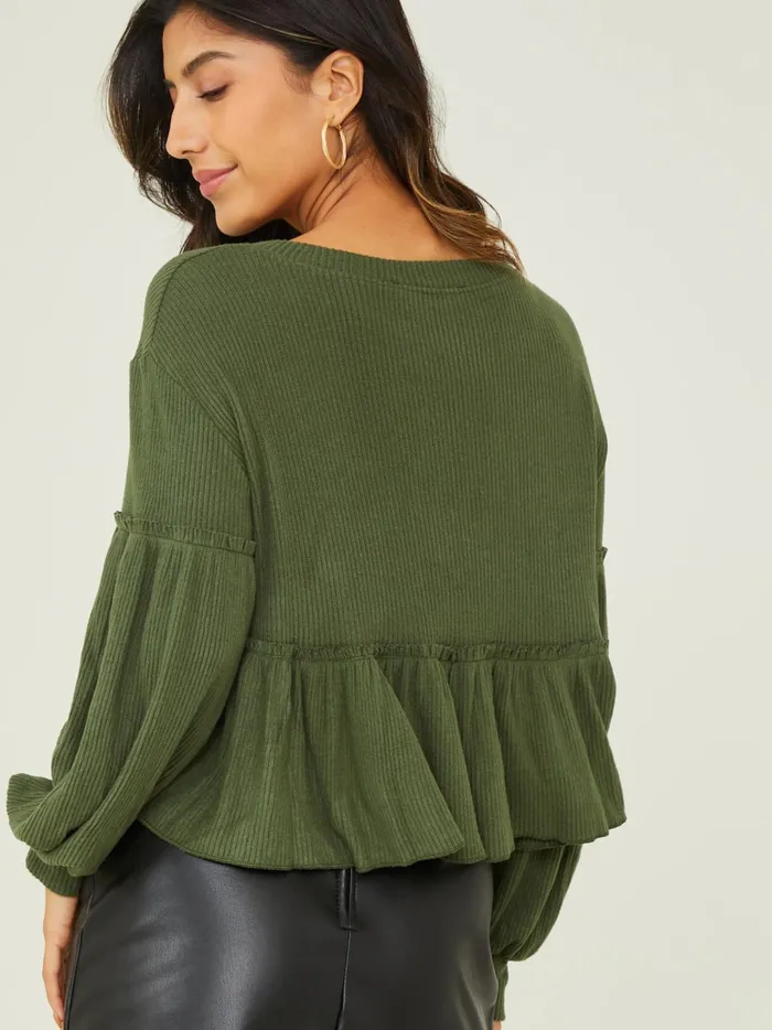 Women Mabel Ribbed Babydoll Top Thyme Altar039d State Blouses