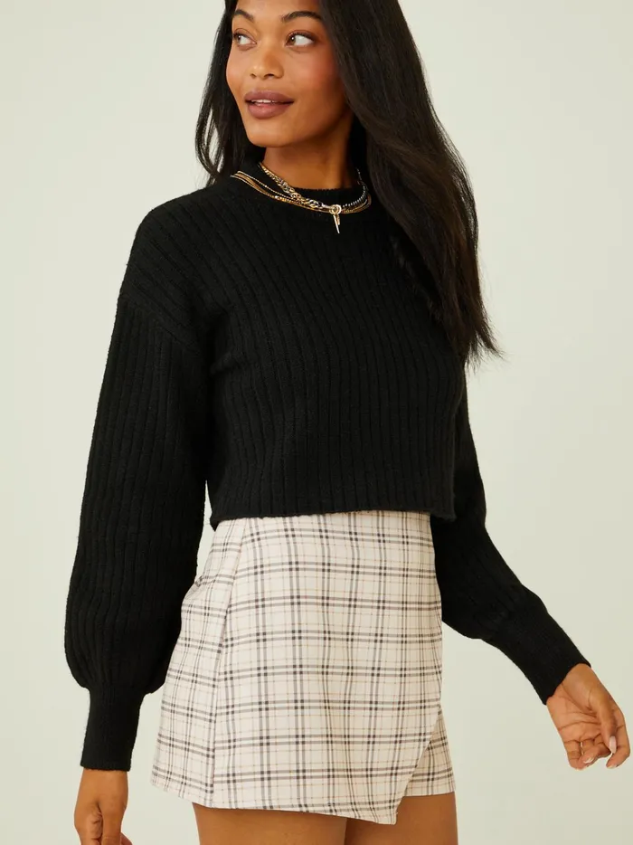 Women Mackenzie Ribbed Cropped Sweater Black Altar039d State Sweaters