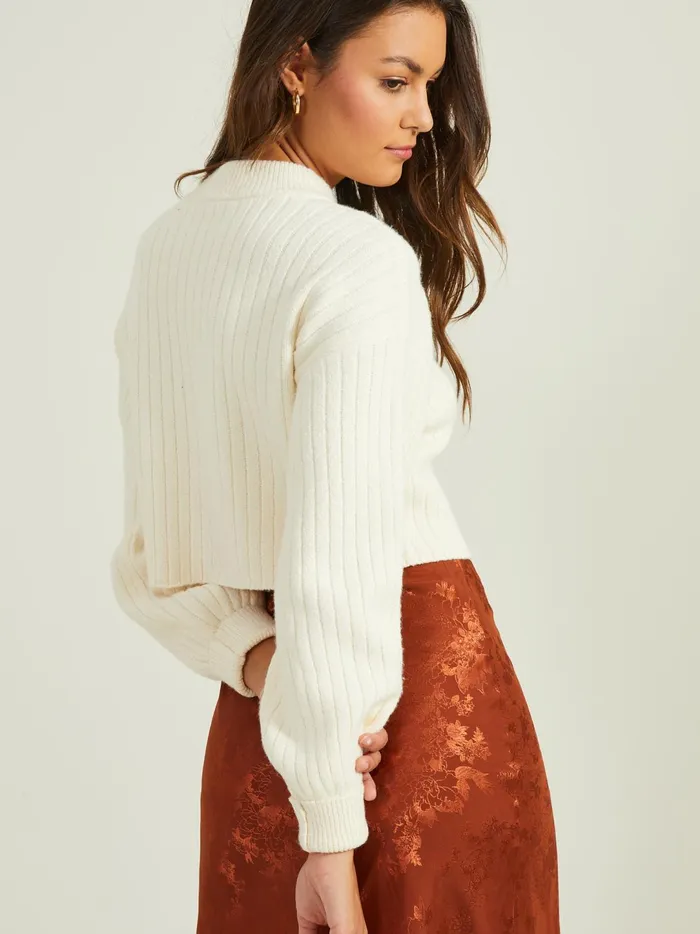 Women Mackenzie Ribbed Cropped Sweater Cream Altar039d State Sweaters