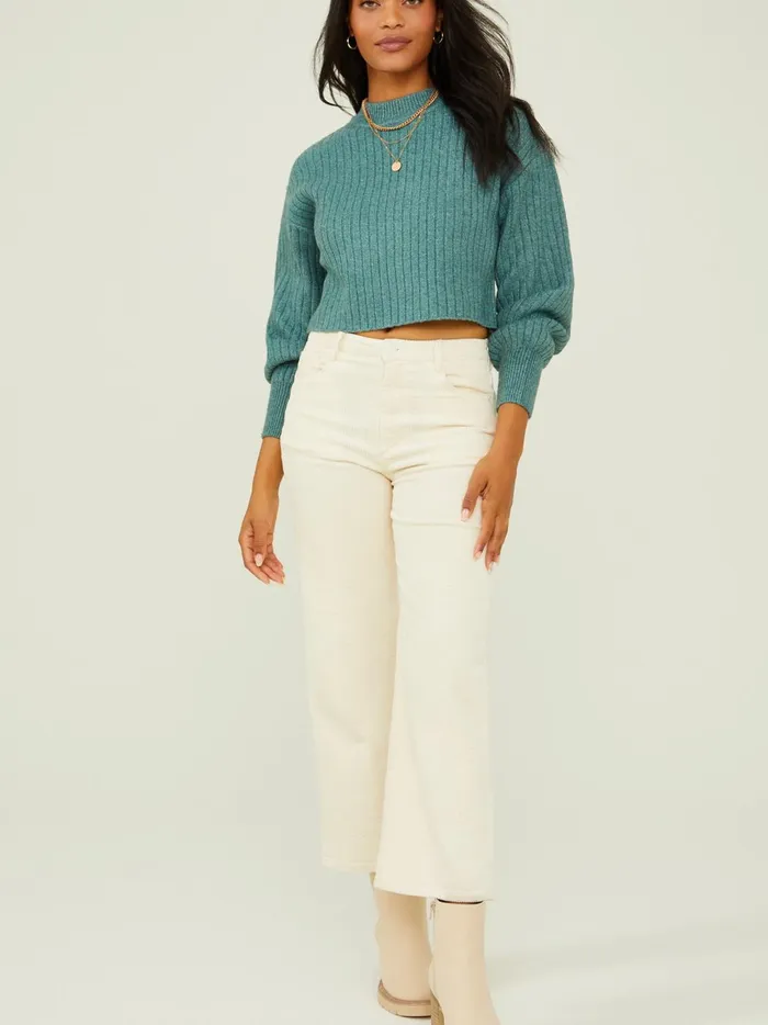 Women Mackenzie Ribbed Cropped Sweater Silverpine Altar039d State Sweaters