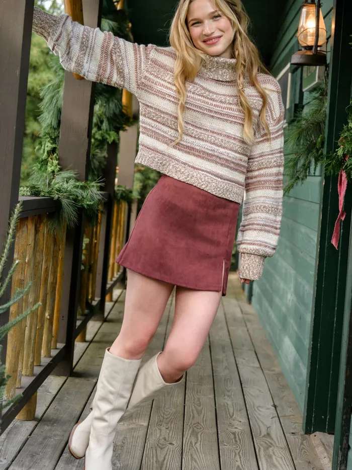 Women Mae Striped Turtleneck Sweater Creambrown Altar039d State Sweaters