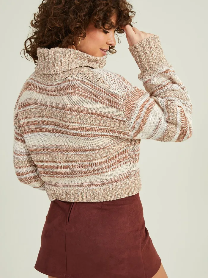Women Mae Striped Turtleneck Sweater Creambrown Altar039d State Sweaters