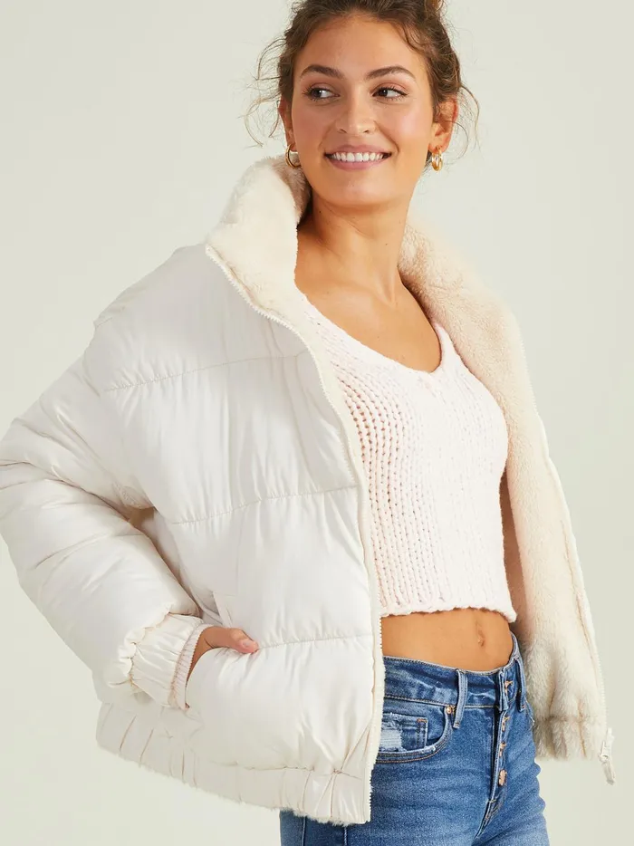 Women Maia Reversible Puffer Jacket Cream Altar039d State Jackets