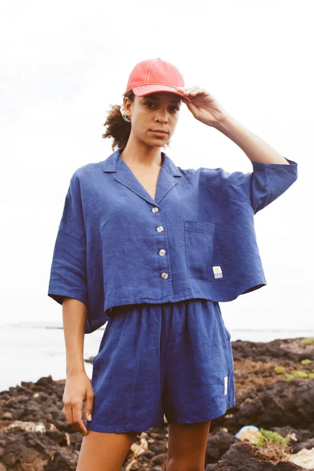 Women Maxim Linen Shirt Cobalt LF Markey Tops