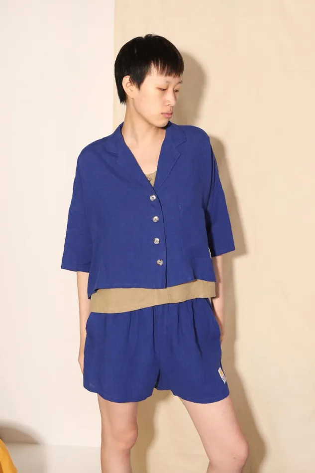 Women Maxim Linen Shirt Cobalt LF Markey Tops