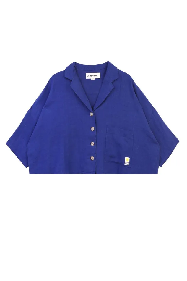Women Maxim Linen Shirt Cobalt LF Markey Tops