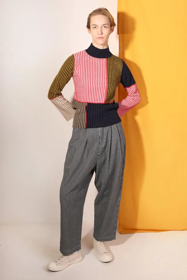 Women Mega Slacks Indigo Stripe LF Markey Trousers