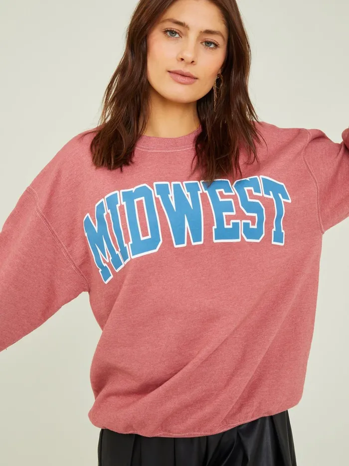 Women Midwest Fleece Sweatshirt Red Altar039d State Graphics