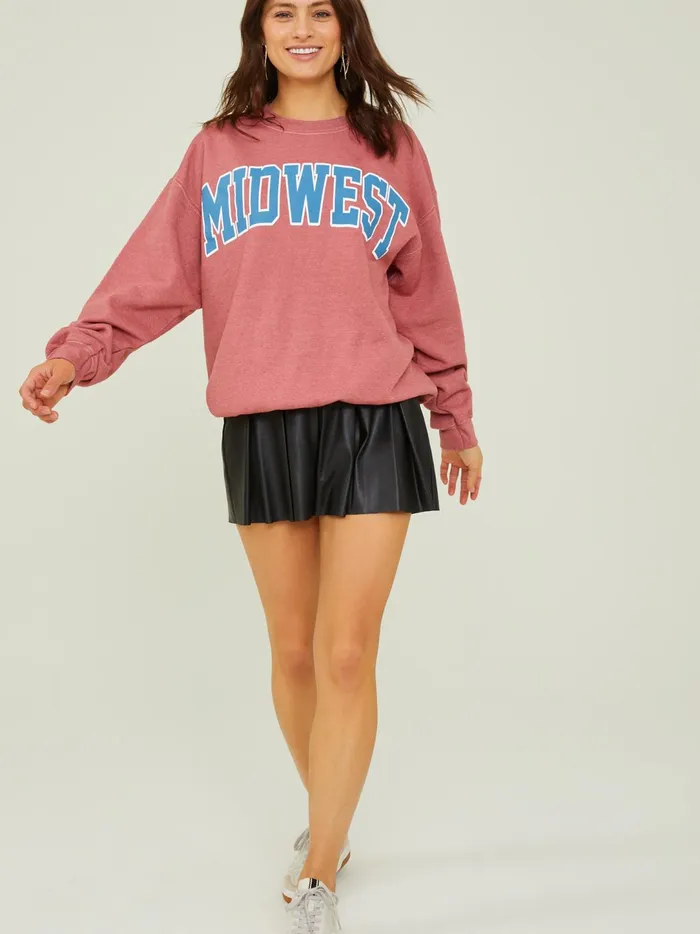 Women Midwest Fleece Sweatshirt Red Altar039d State Graphics