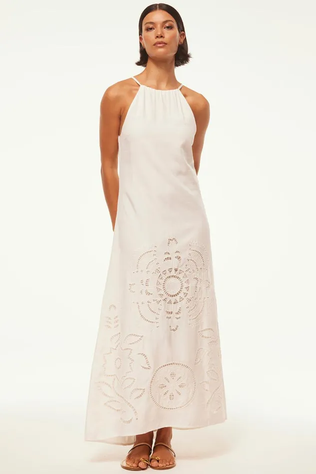 Women MISA Los Angeles Dresses ALEJANDRA DRESS Canary Eyelet