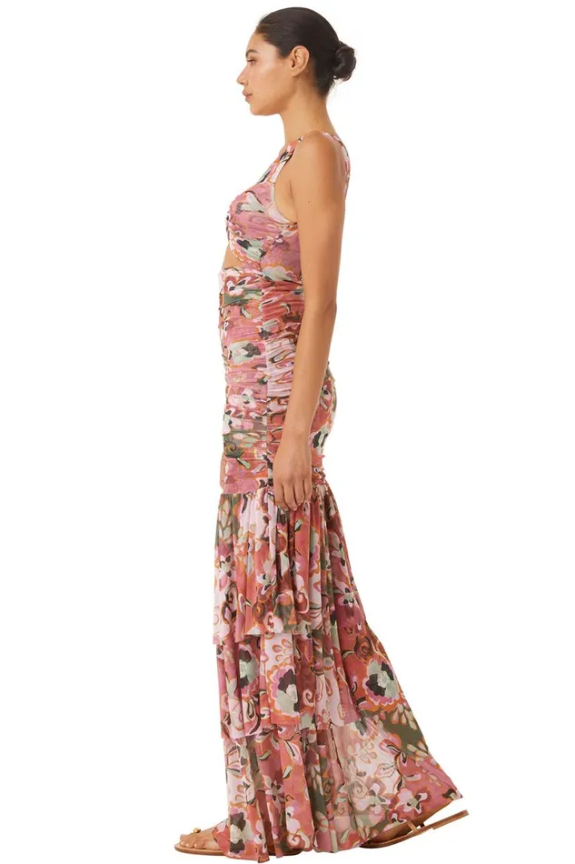 Women MISA Los Angeles Dresses ALETHEA DRESS Resort Batik Mesh