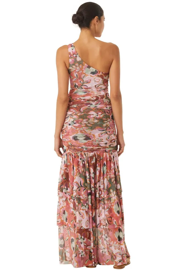 Women MISA Los Angeles Dresses ALETHEA DRESS Resort Batik Mesh