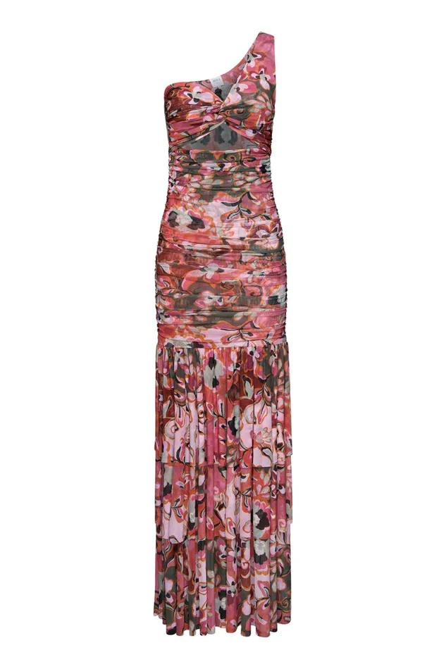 Women MISA Los Angeles Dresses ALETHEA DRESS Resort Batik Mesh