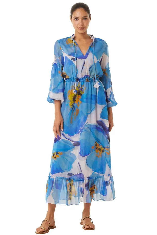 Women MISA Los Angeles Dresses AMATA DRESS Blue Poppy