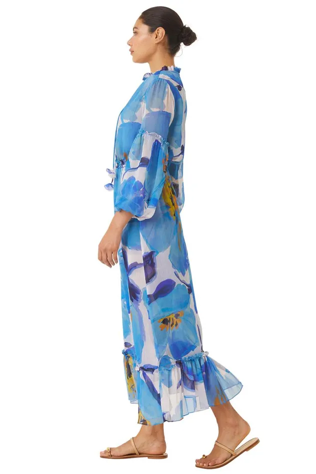 Women MISA Los Angeles Dresses AMATA DRESS Blue Poppy