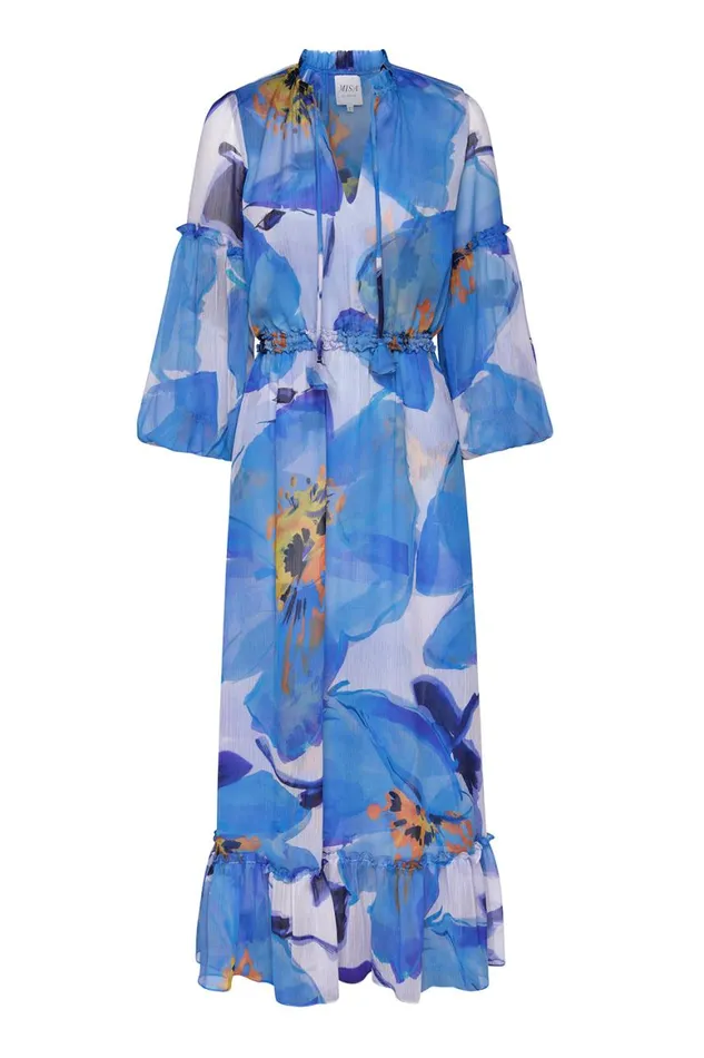 Women MISA Los Angeles Dresses AMATA DRESS Blue Poppy